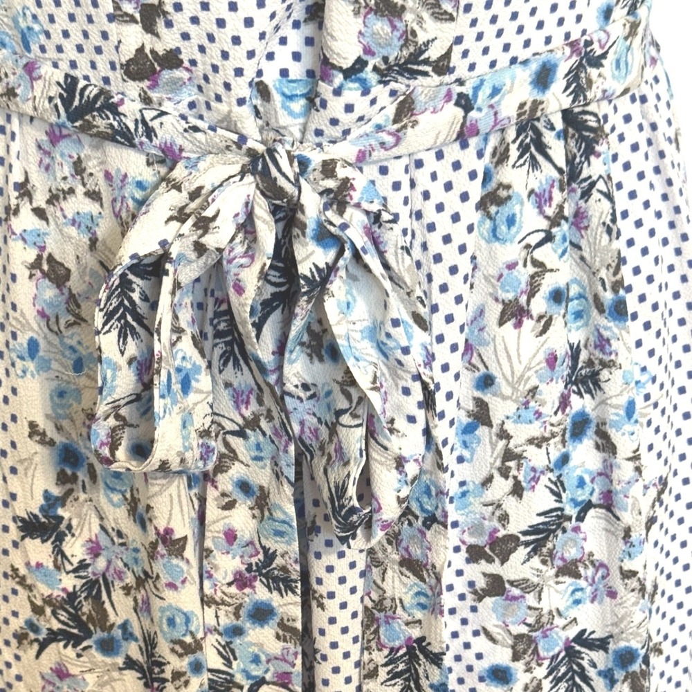 BANJUL Floral‎ Polka Dot Halter Wide Leg Jumpsuit Blue White Tie Waist  NWOT M - Picture 4 of 8